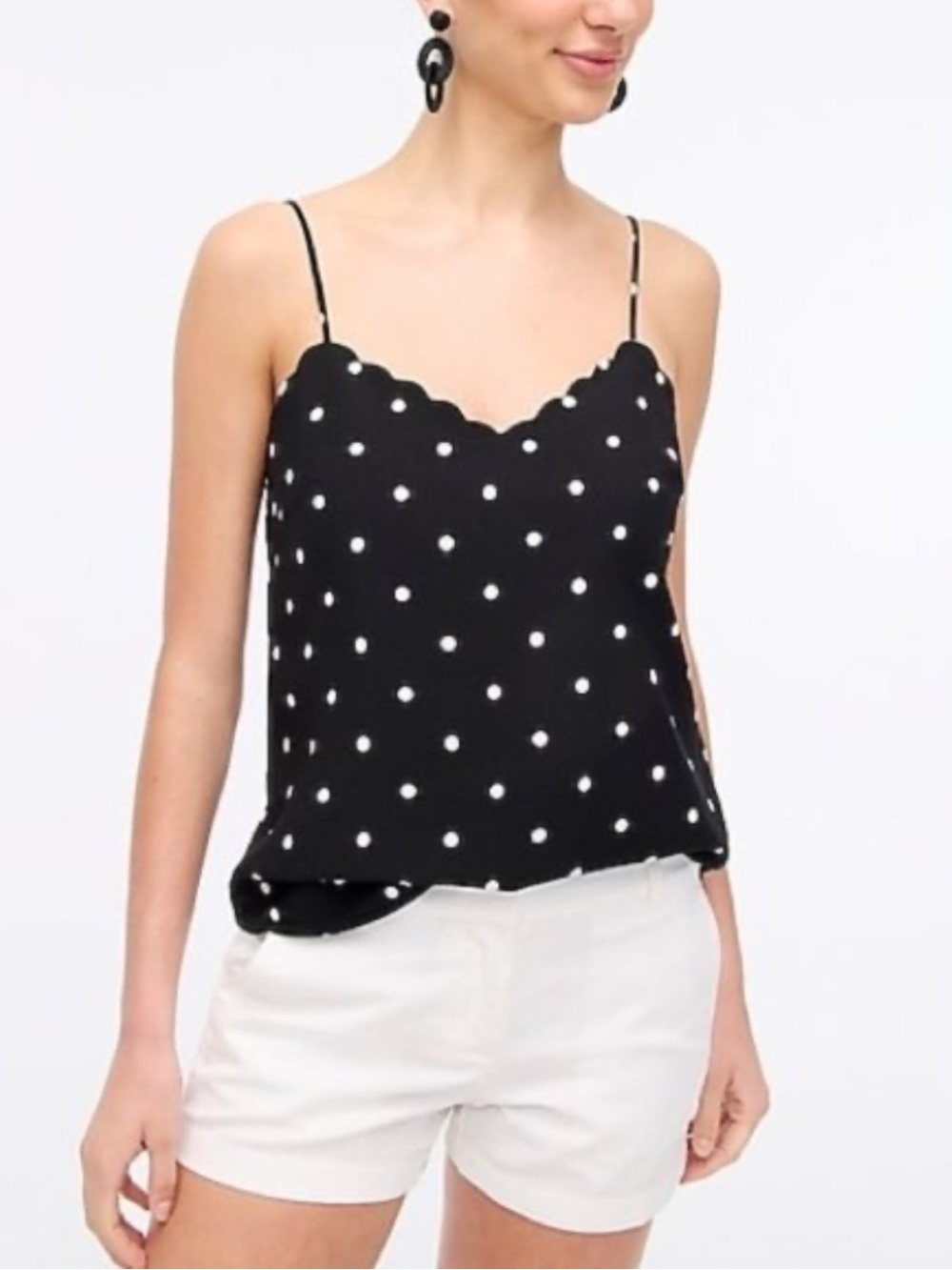 J. Crew Factory - Scalloped Polka-dot Camisole - black/white - size 8